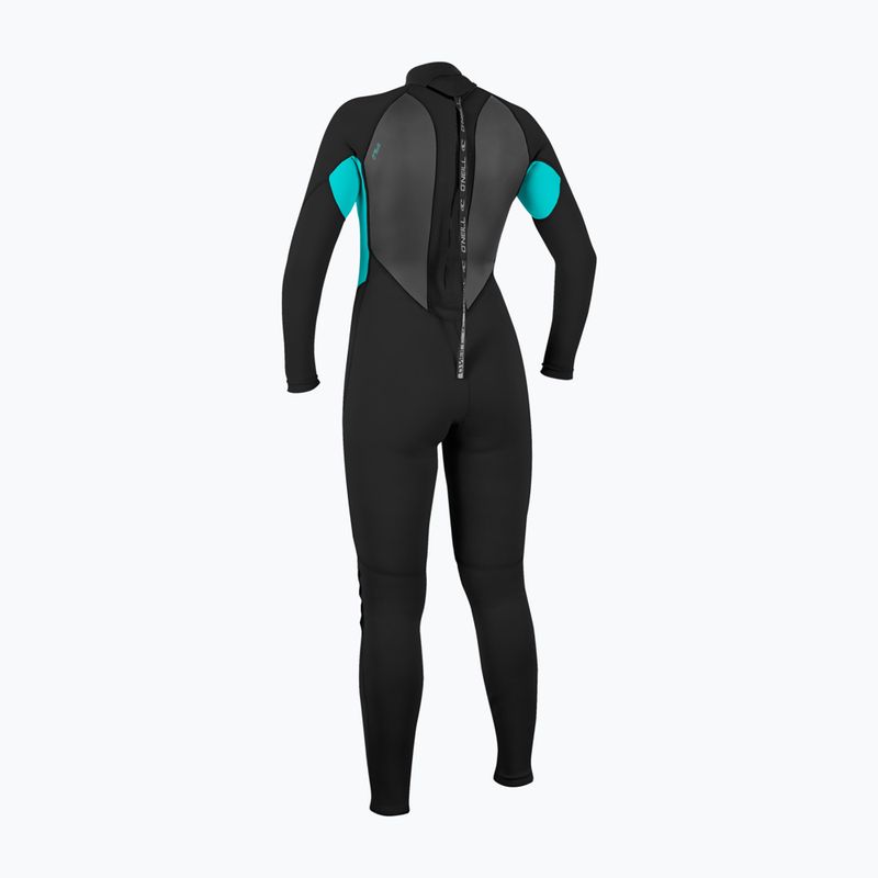 Dámsky plavecký neoprén O'Neill Reactor-2 3/2 mm Back Zip Full black/light aqua 2