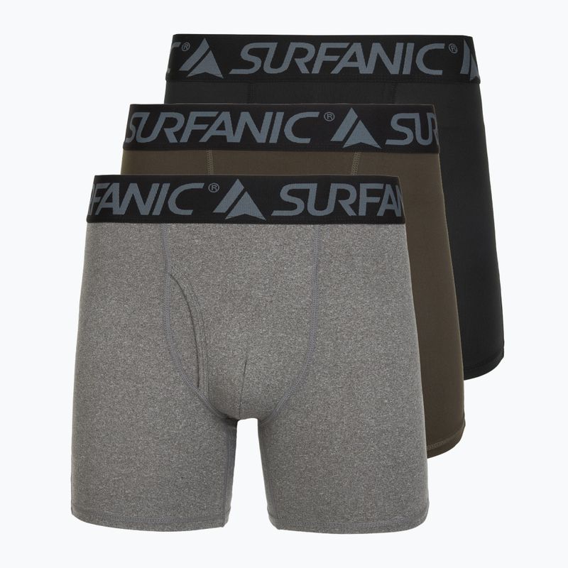 Pánske termo boxerky Surfanic Carbondri 3 páry black/grey/khaki