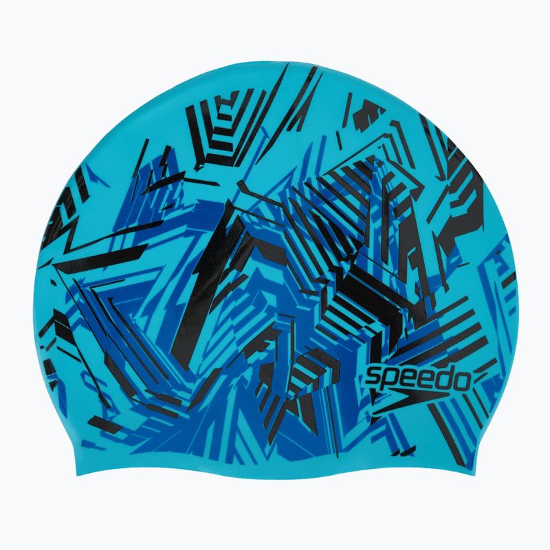 Detská plavecká čiapka Speedo Slogan Print blue/black