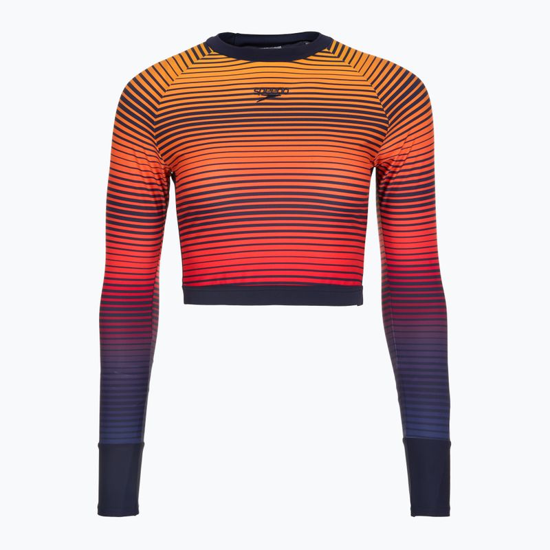 Dámske plavecké tričko longsleeve Speedo Placement Wrap Back Top blue/orange