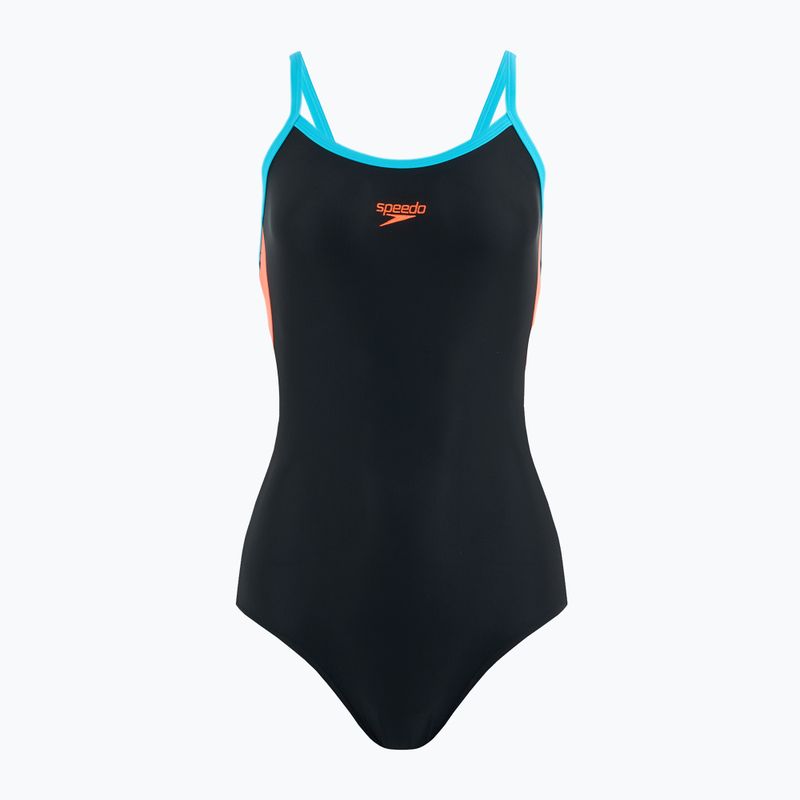 Dámske jednodielne plavky Speedo Dive Thinstrap Muscleback black / volcanic orange