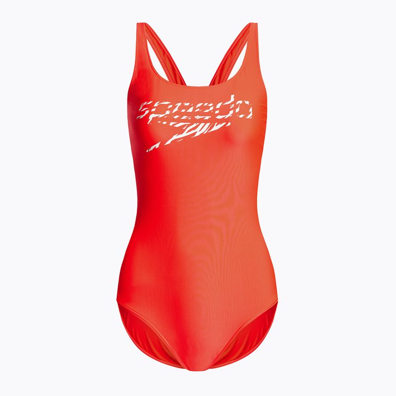 Dámske jednodielne plavky Speedo Logo Deep U-Back červené 68-12369