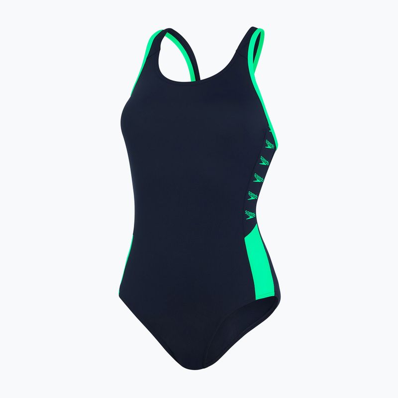 Speedo Boom Logo Splice Muscleback dámske jednodielne plavky navy blue-green 68-129 5