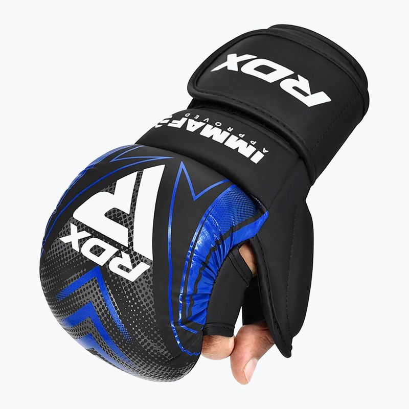 Grapplingové rukavice RDX IMMAF Approved Shooted Grappling blue 5