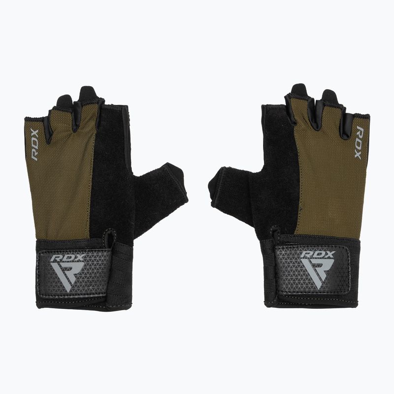 Tréningové rukavice RDX W1H Gym Workout Gloves army green 2