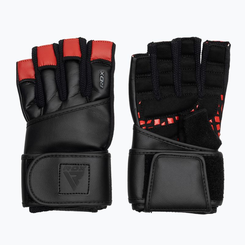 Trekkingové rukavice RDX L4 Finger Weightlifting Leather red/black