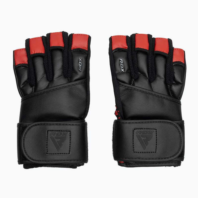 Trekkingové rukavice RDX L4 Finger Weightlifting Leather red/black 2