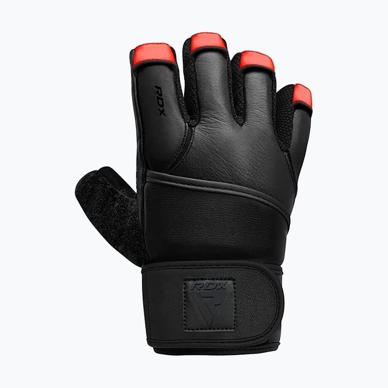 Trekkingové rukavice RDX L4 Finger Weightlifting Leather red/black 3