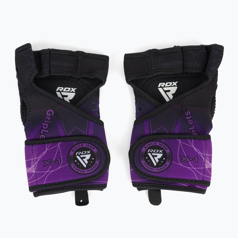 RDX Weight Lifting X1 Long Strap tréningové rukavice čiernofialové WGN-X1PR 2