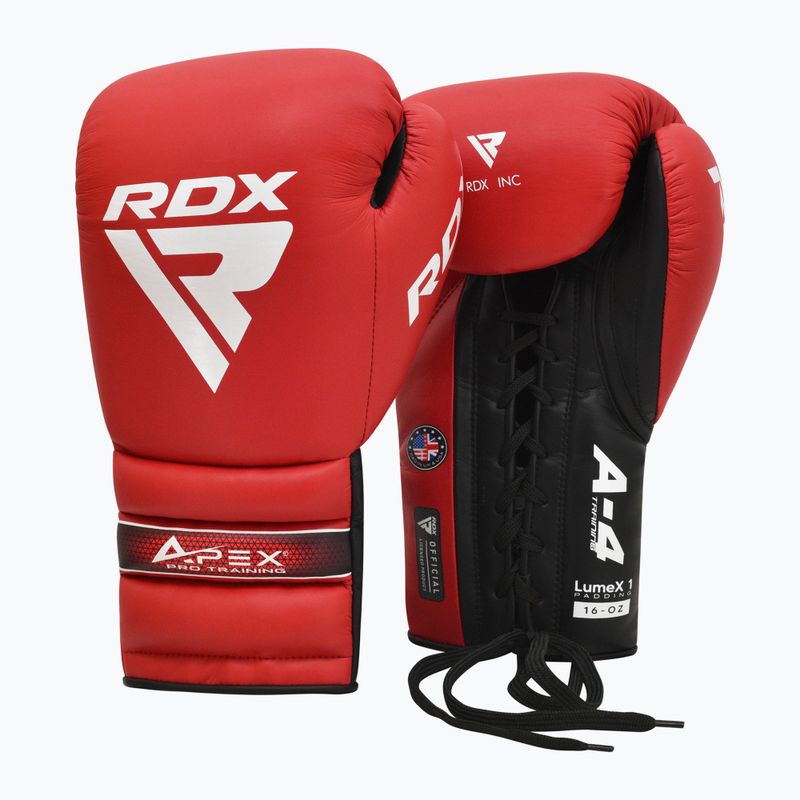 Boxerské rukavice RDX Apex Lace Up Training Sparring Boxing red