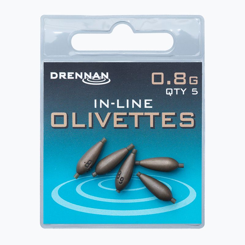 Drennan olivové závažia s ihlou 5ks hnedé TOOIO175