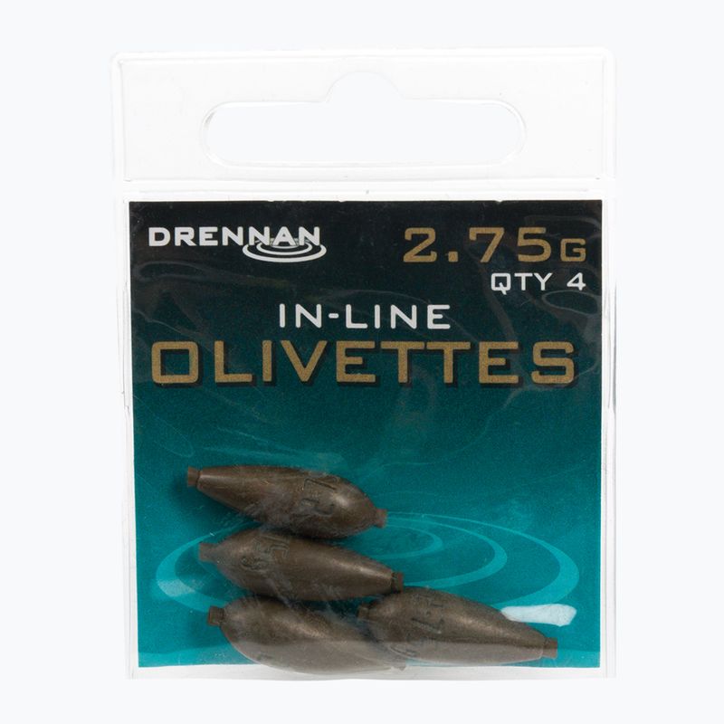 Drennan olivové závažia s ihlou 4ks hnedé TOOIO275