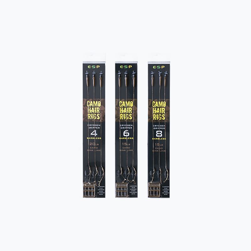 Kaprárske náväzce ESP Camo Hair Rig Gripper Barbless camo EHRCHRGB08