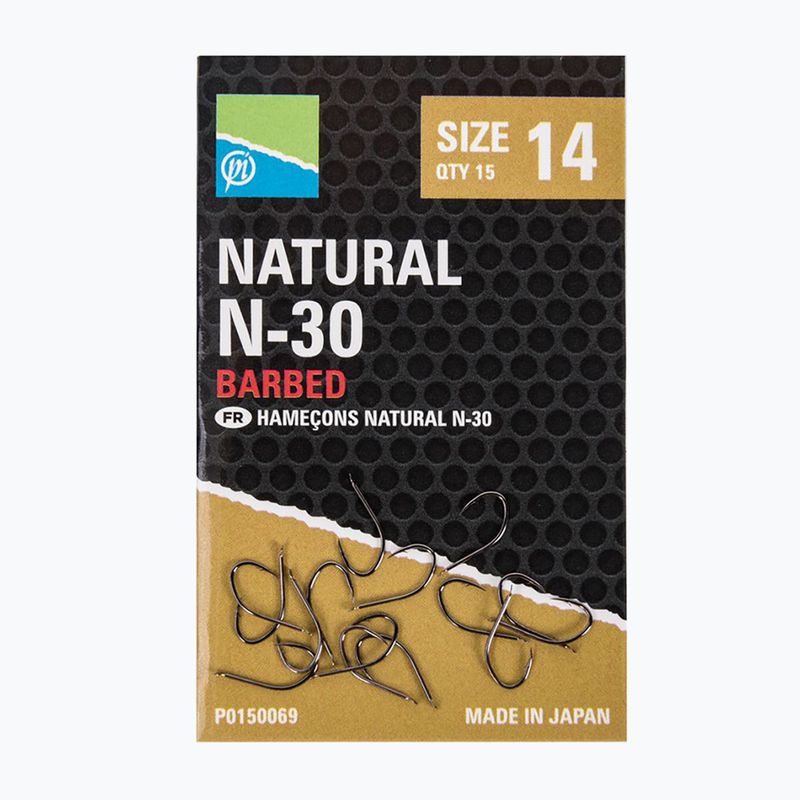 Preston Natural N-30 rybárske háčiky 15 ks čierne P0150067