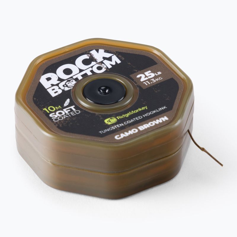 Ridge Monkey Connexion kaprový náväzcový oplet Rock Bottom Tungsten Soft Coated Hooklink hnedý RMT280