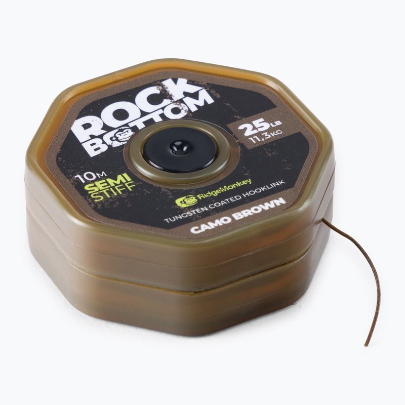 Ridge Monkey Connexion kaprový oplet Rock Bottom Tungsten Semi Stiff Coated Hooklink hnedý RMT282