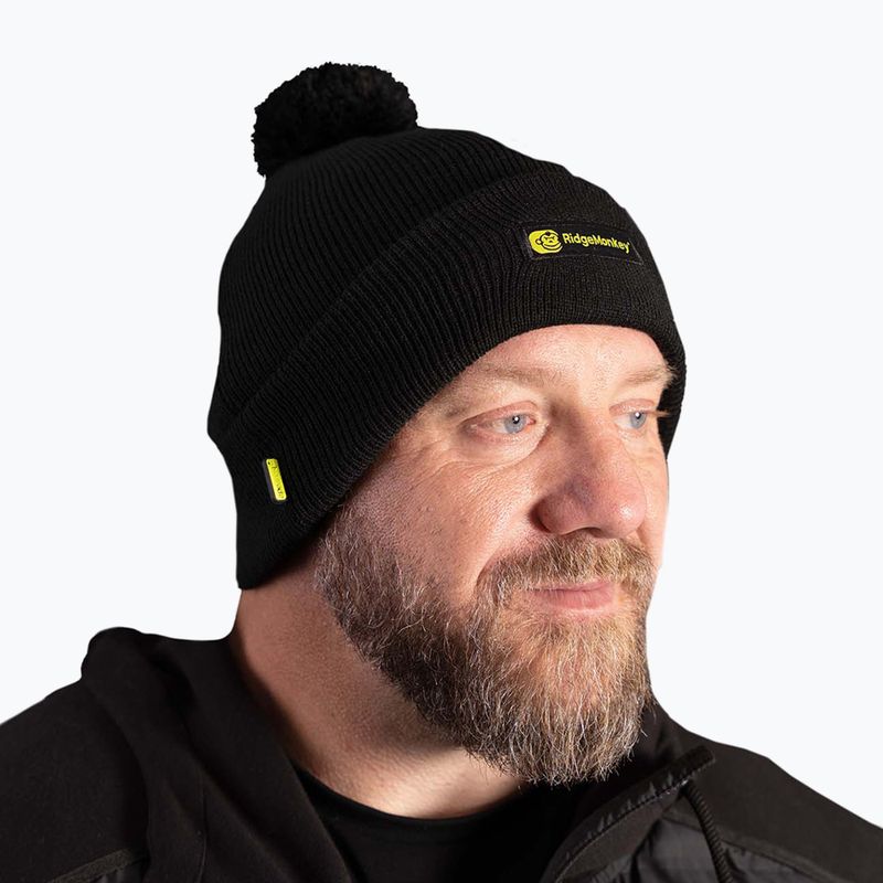 RidgeMonkey Apearel Bobble Fishing Beanie Hat black RM556 3