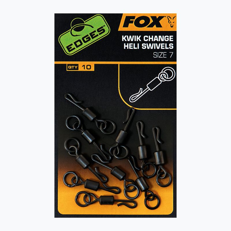 Fox Edges Kwik Change Heli Swivels kaprové obratlíky čierne CAC700