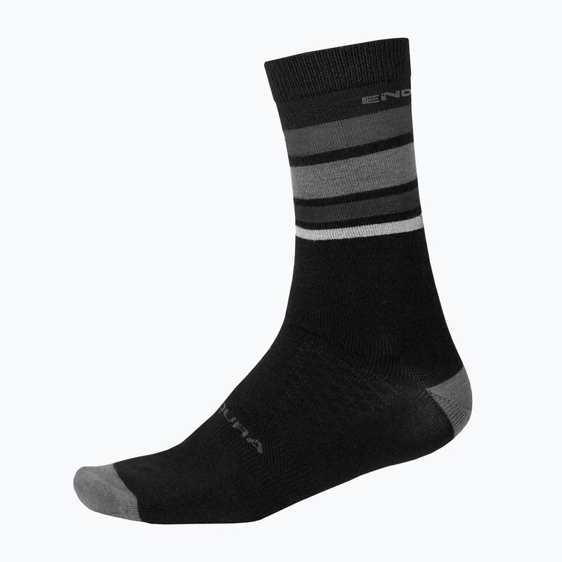 Cyklistické ponožky Endura BaaBaa Merino Stripe matné čierne 