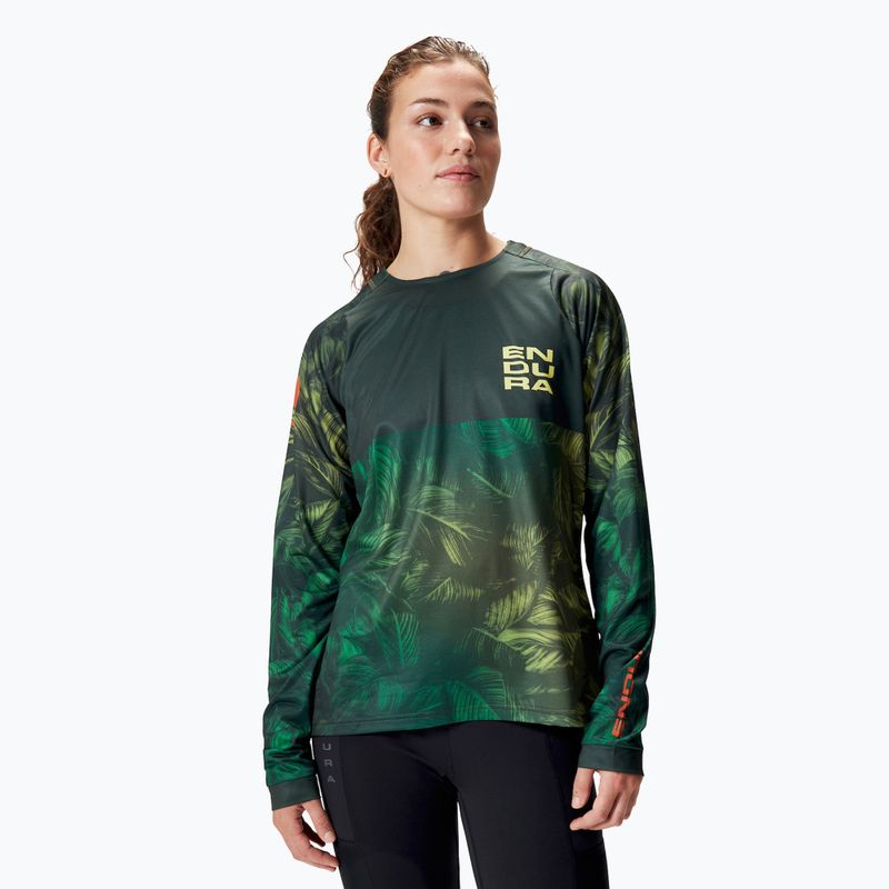 Dámske cyklistické tričko s dlhým rukávom Endura Tropical Print Ltd ghillie green