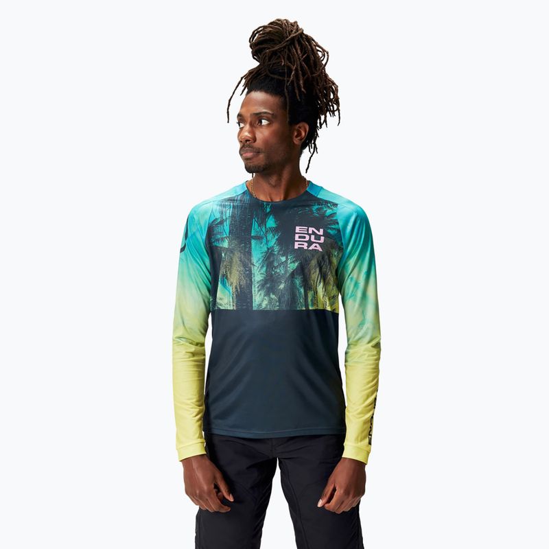 Pánske cyklistické tričko s dlhým rukávom Endura Tropical Print Ltd atlantic