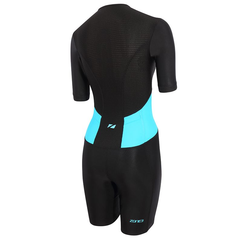 Dámsky triatlonový oblek ZONE3 Activate SS Full Zip Trisuit black/turquoise 2