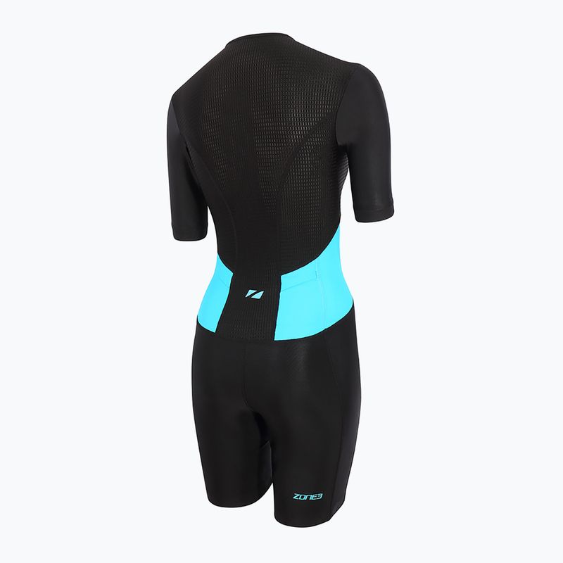 Dámsky triatlonový oblek ZONE3 Activate SS Full Zip Trisuit black/turquoise 3