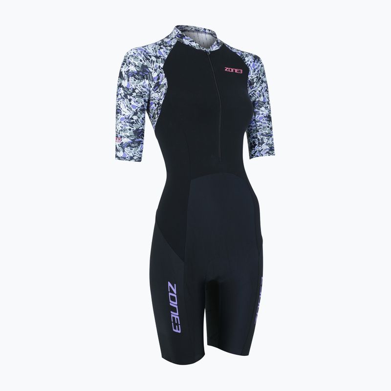 Dámsky triatlonový oblek ZONE3 Lava Short Sleeve Trisuit white/gravel