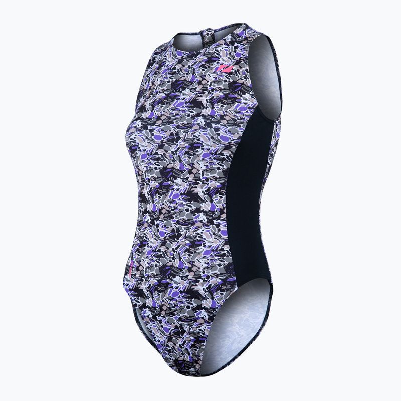 Dámske jednodielne plavky ZONE3 Pacific Koa High Neck black/green 4