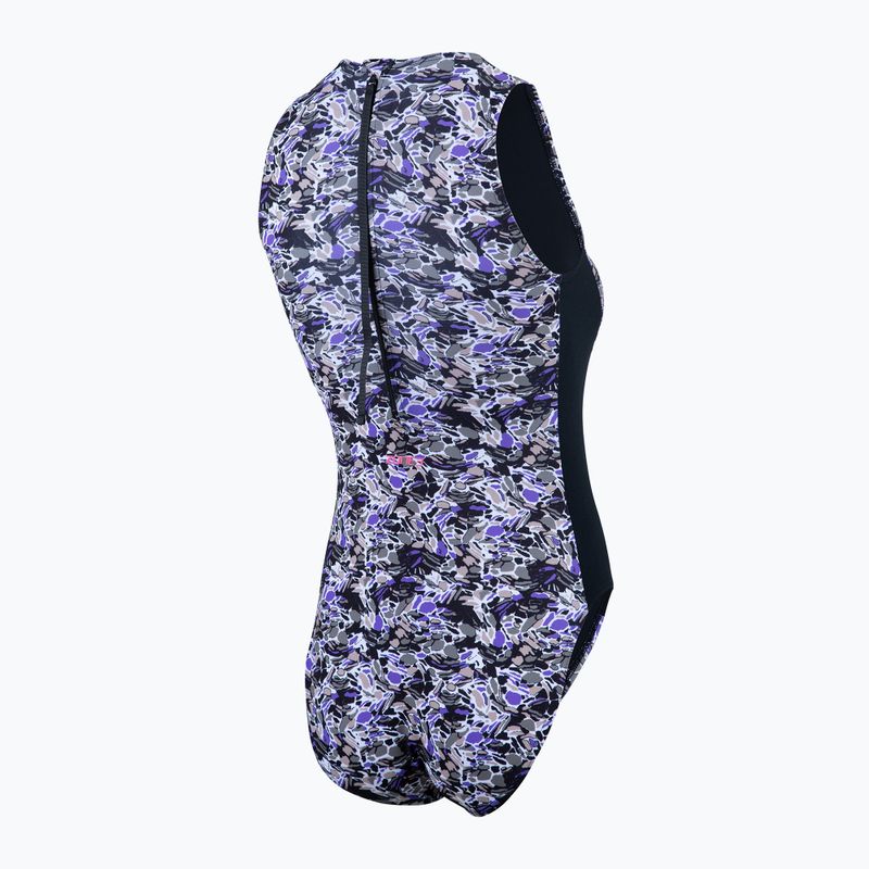 Dámske jednodielne plavky ZONE3 Pacific Koa High Neck black/green 5