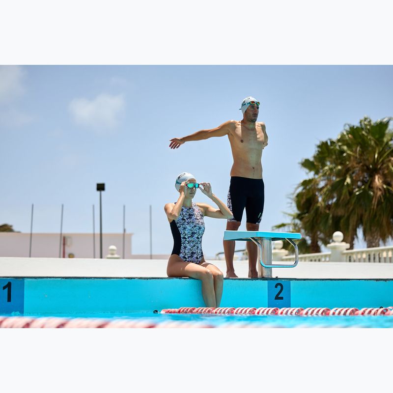 Dámske jednodielne plavky ZONE3 Pacific Koa High Neck black/green 7