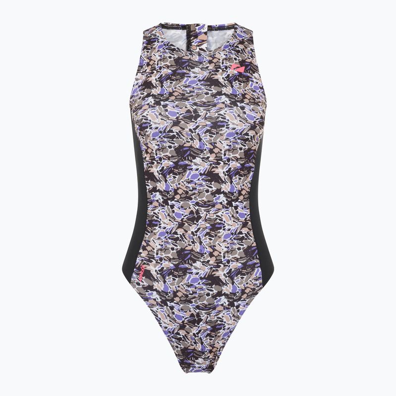 Dámske jednodielne plavky ZONE3 Pacific Koa High Neck black/green