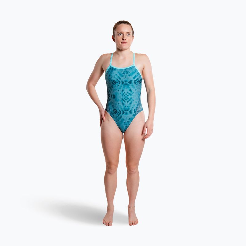 Dámske jednodielne plavky ZONE3 Strap Back teal tie dye 4