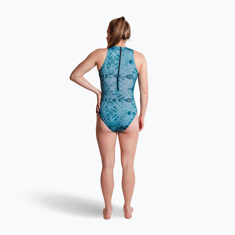 Dámske jednodielne plavky ZONE3 High Neck Costume teal tie dye 5