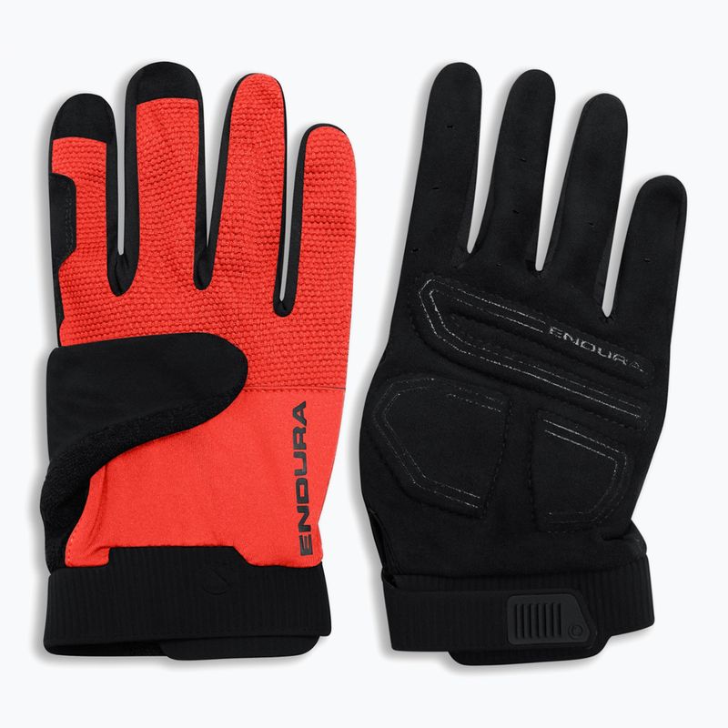 Cyklistické rukavice Endura Loop Full Finger plameňovo červené