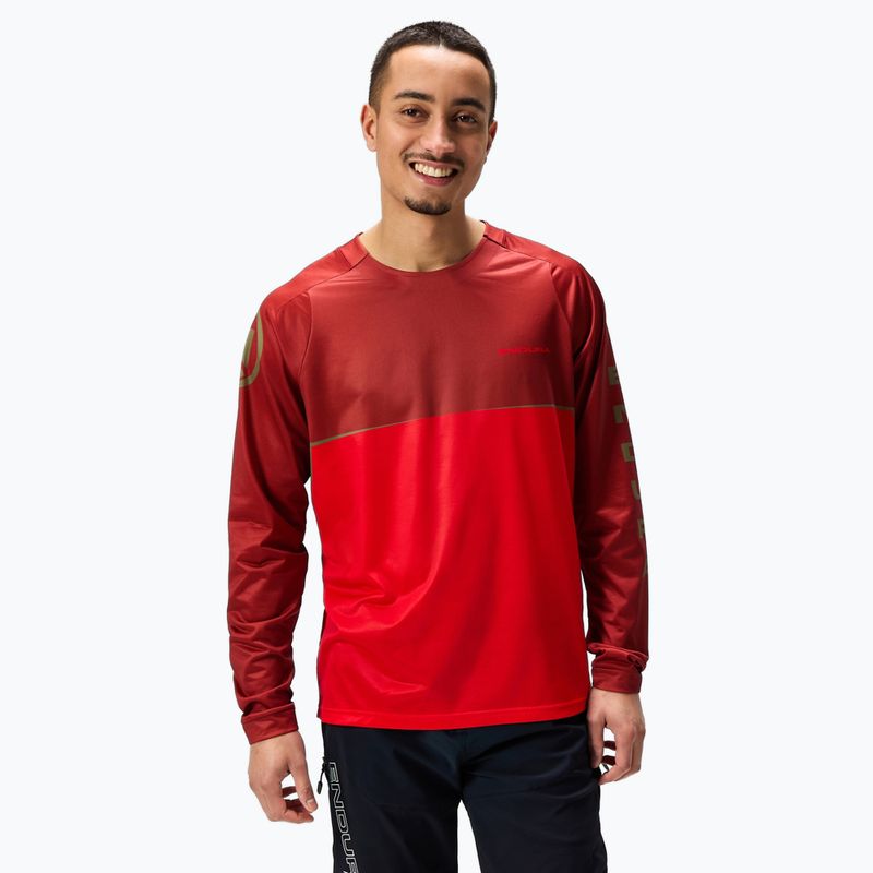 Pánske cyklistické tričko s dlhým rukávom Endura Core Printed flame red