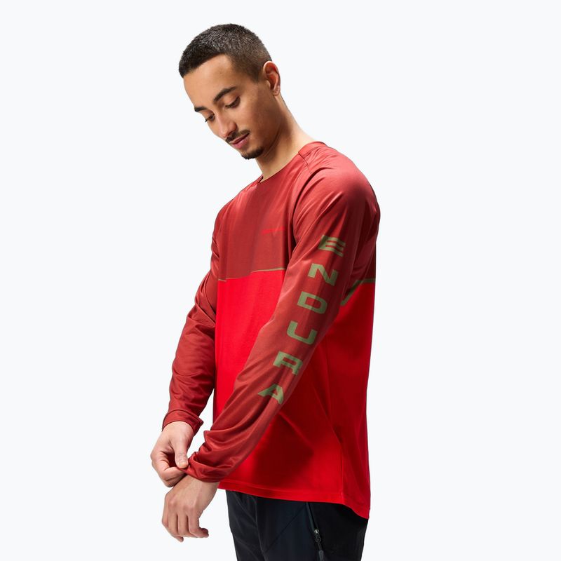 Pánske cyklistické tričko s dlhým rukávom Endura Core Printed flame red 2