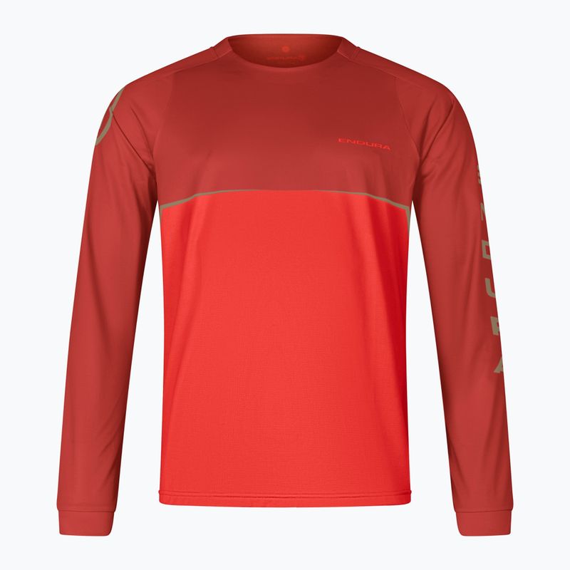 Pánske cyklistické tričko s dlhým rukávom Endura Core Printed flame red 3