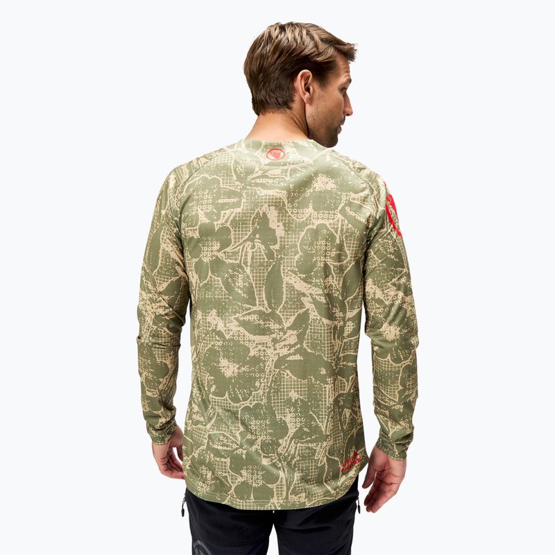 Pánske cyklistické tričko Endura Grid Floral Ltd s dlhým rukávom tvídová zelená 3
