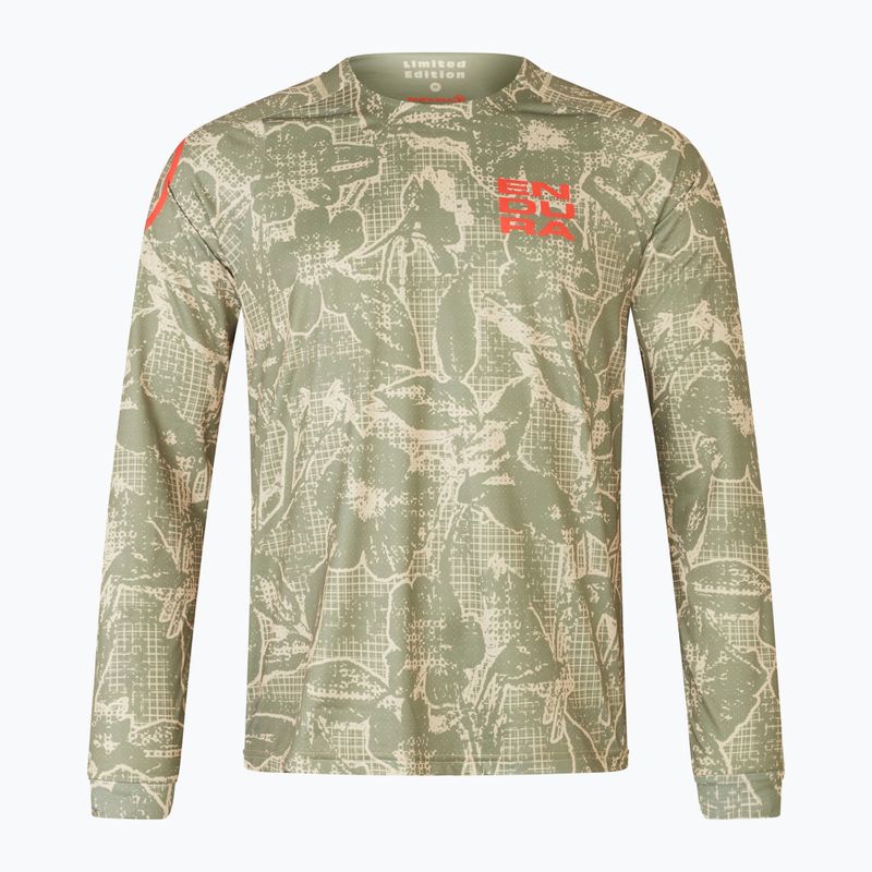 Pánske cyklistické tričko Endura Grid Floral Ltd s dlhým rukávom tvídová zelená 4
