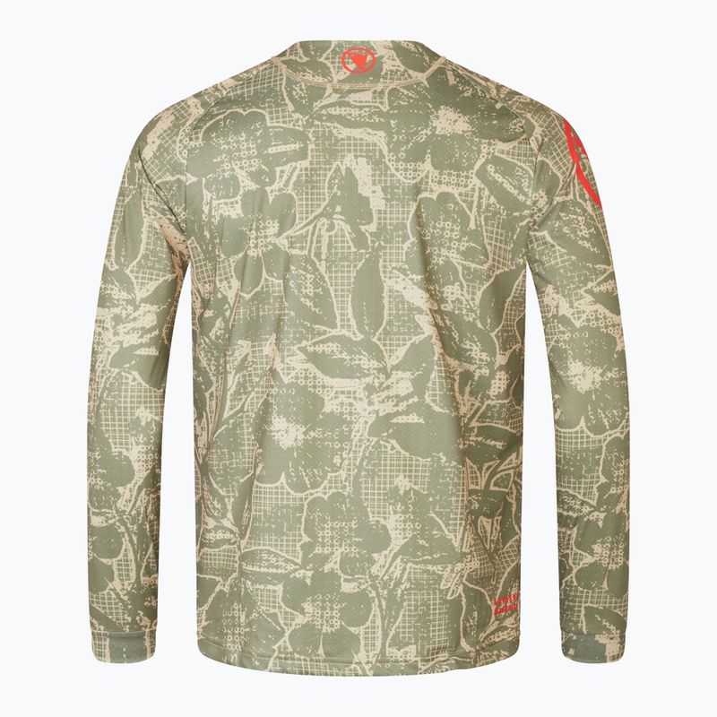 Pánske cyklistické tričko Endura Grid Floral Ltd s dlhým rukávom tvídová zelená 5