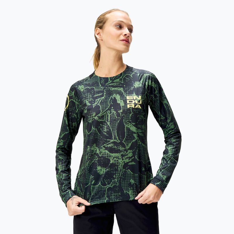 Dámske cyklistické tričko s dlhým rukávom Endura Floral Ltd W black