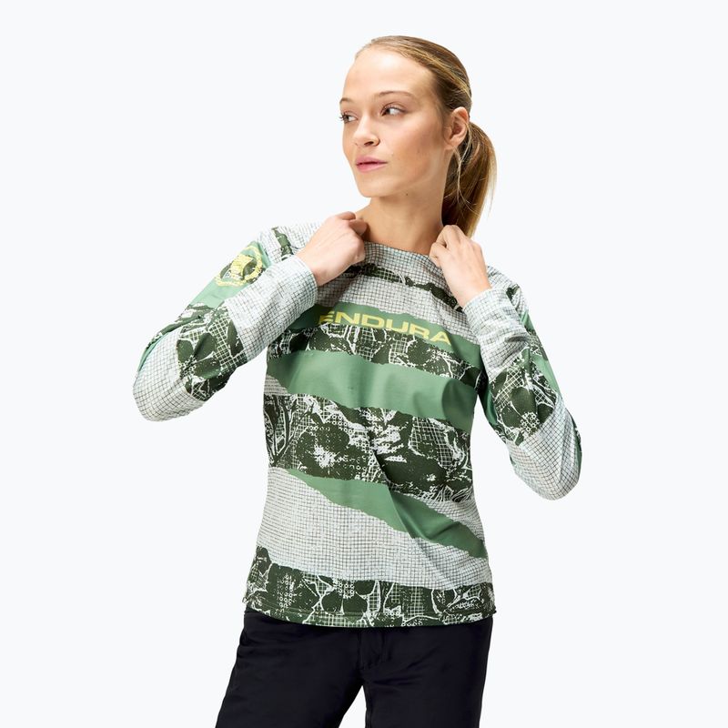 Dámske cyklistické tričko s dlhým rukávom Endura Patchwork Ltd W machair green