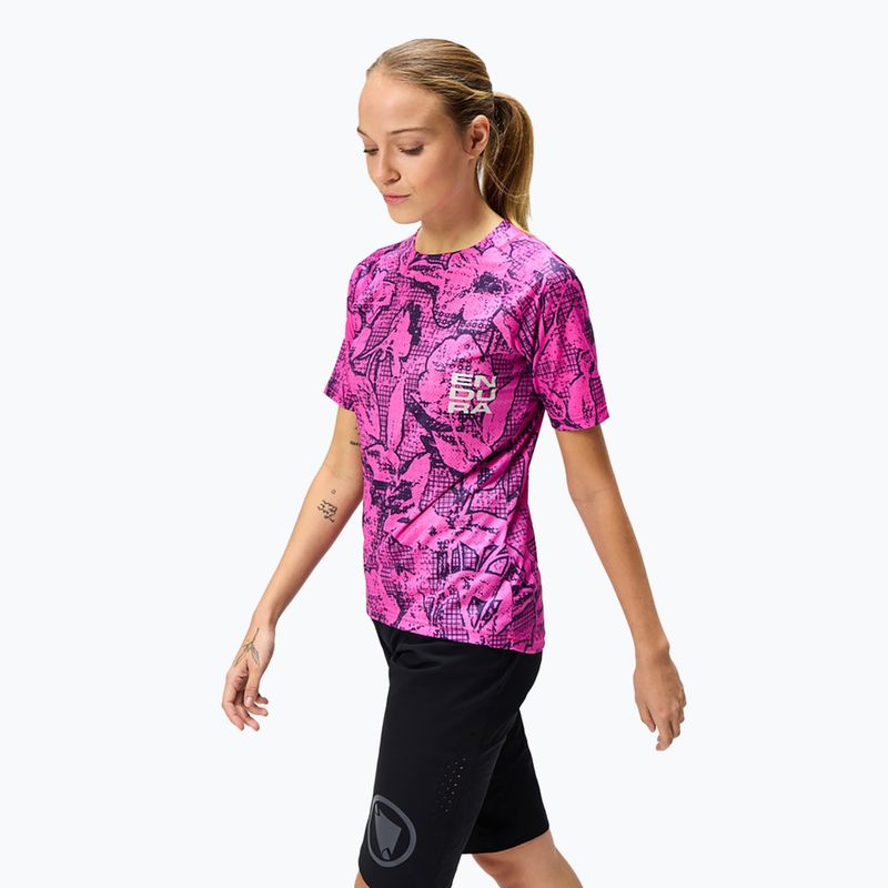 Dámsky cyklistický dres Endura Grid Floral Ltd W pink pop 4