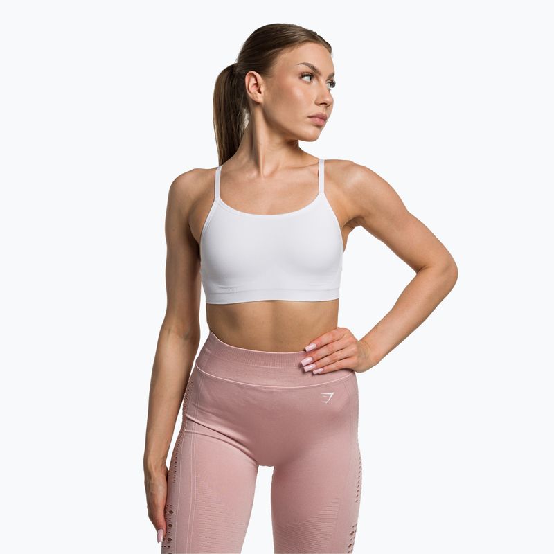 Gymshark Bezšvová podprsenka Bralette s vysokým výstrihom biela