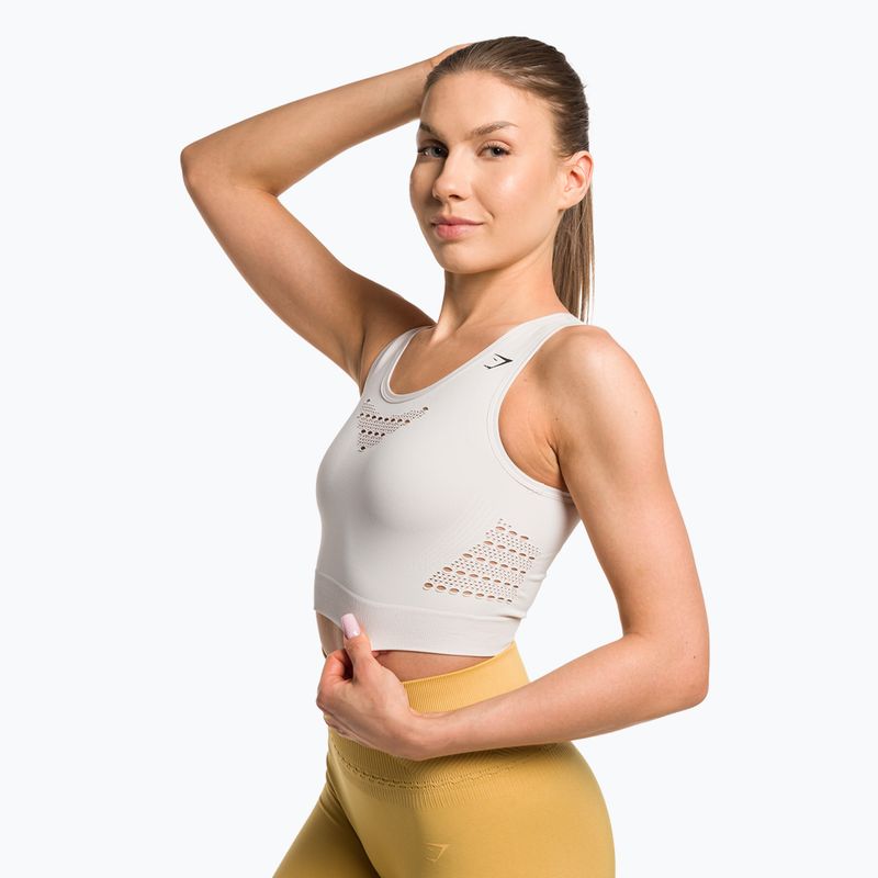Dámske tričko Gymshark Energy Seamless Crop Top cream white