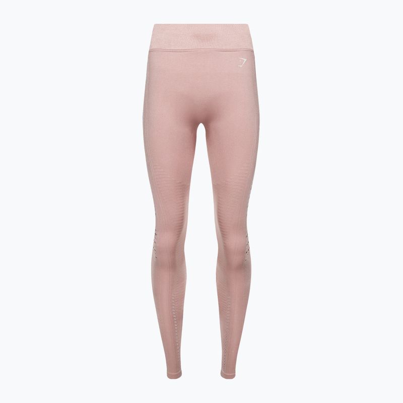 Dámske tréningové legíny Gymshark Flawless Shine Seamless pink/white 5