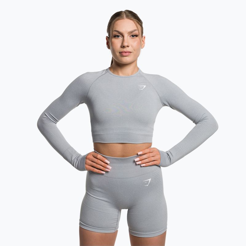 Dámsky tréningový top s dlhým rukávom Gymshark Vital Seamless Crop Top light grey