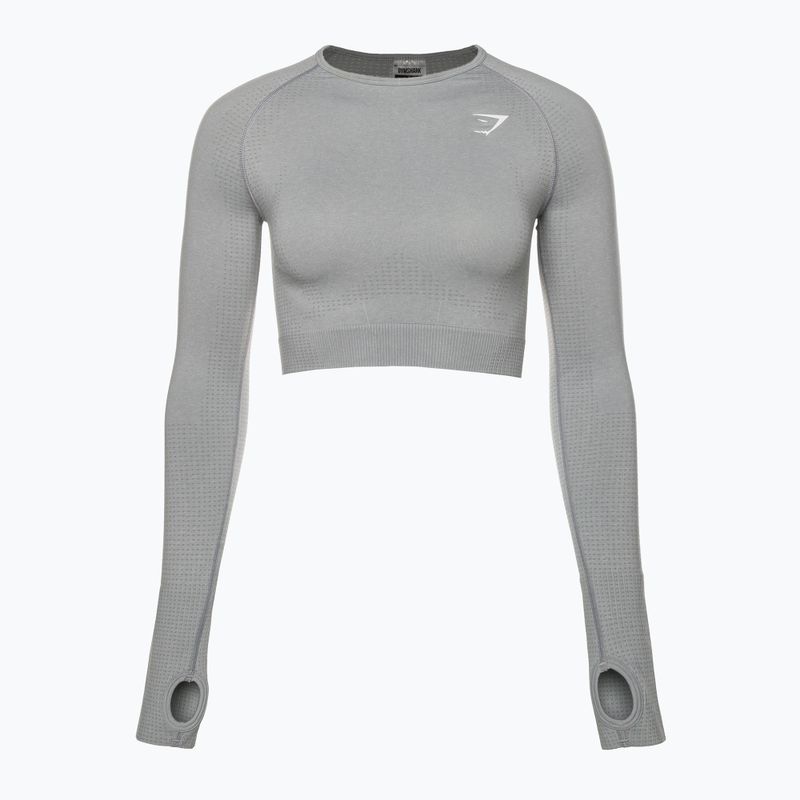 Dámsky tréningový top s dlhým rukávom Gymshark Vital Seamless Crop Top light grey 5