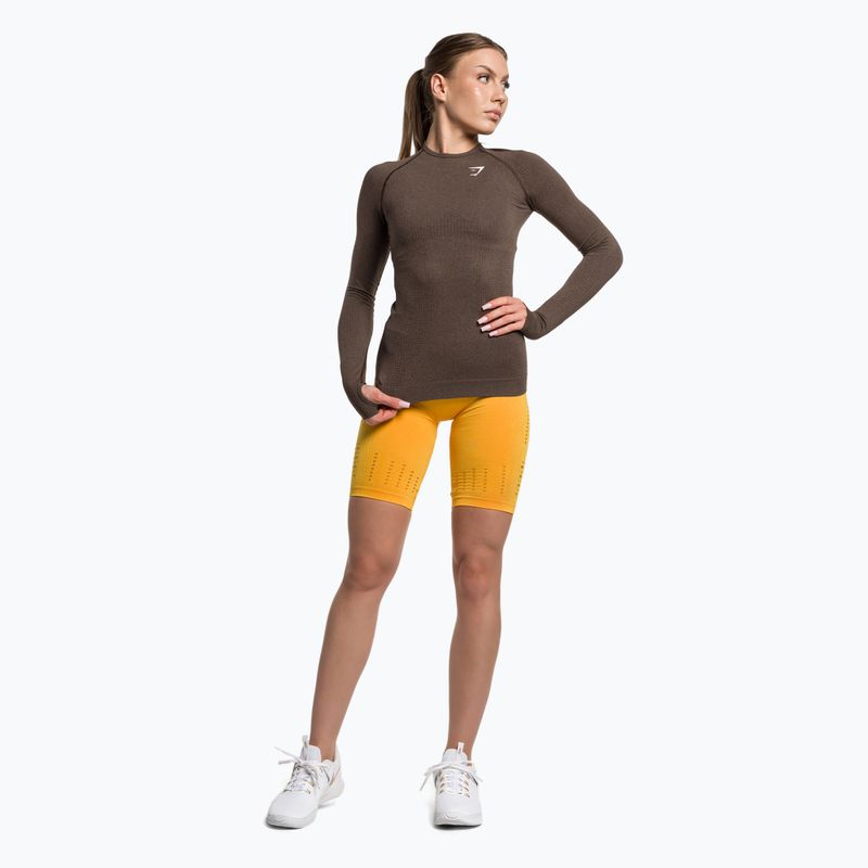 Dámsky tréningový top s dlhým rukávom Gymshark Vital Seamless Top brown/white 2